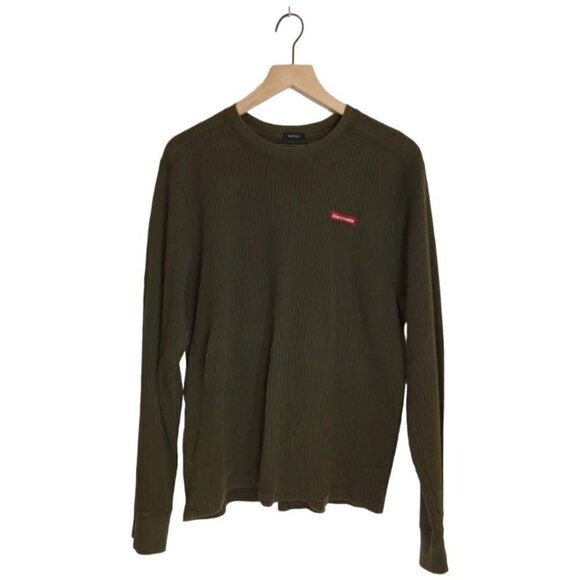Abercrombie & Fitch Men's Army Green Ribbed Muscle Fit Long Sleeve Shirt Sz XL - Picture 1 of 5